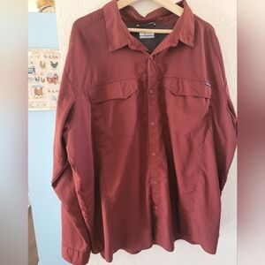 Burnt Orange Columbia Omni-Shade Men's Long-sleeve Vented Button-up Shirt 2XL